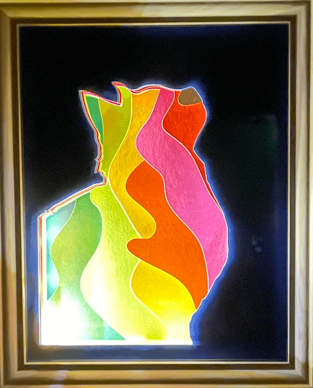 Silouette de chat version 2 - cadre 3D lumineux - VENDU