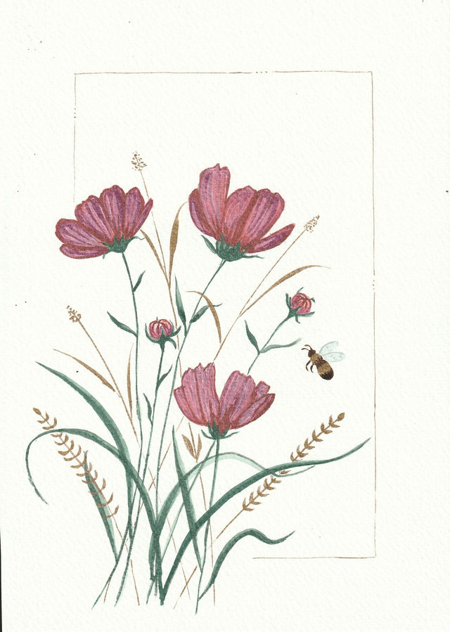 Bouquet champêtre et son abeille