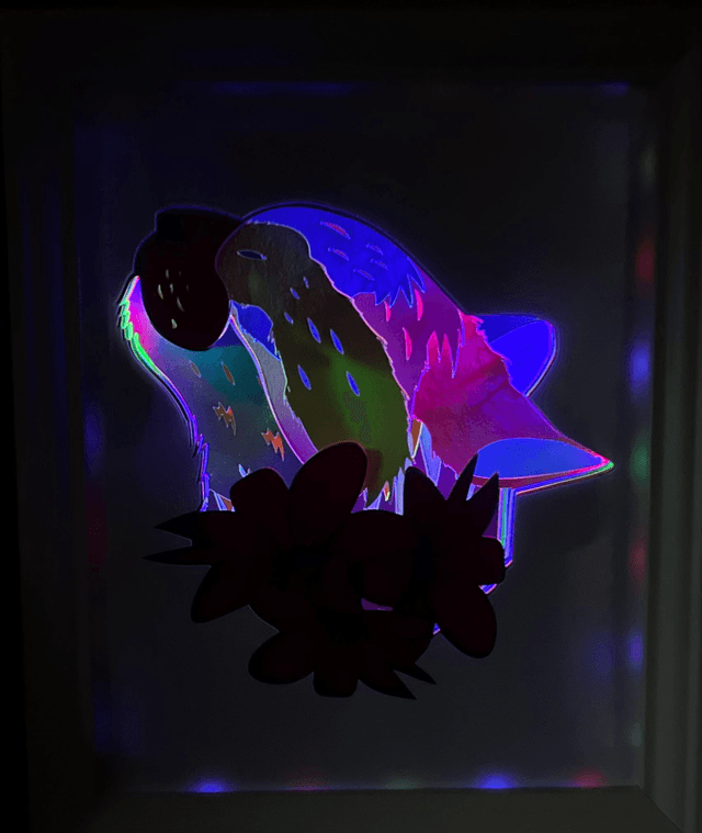 Tête de chat - cadre 3D lumineux - VENDU