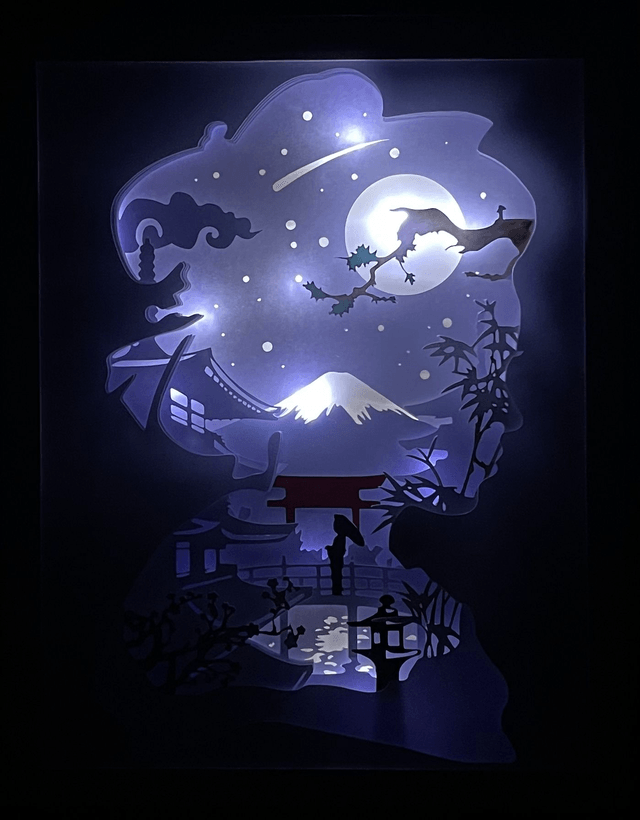 Nuit au japon - cadre 3D lumineux VENDU
