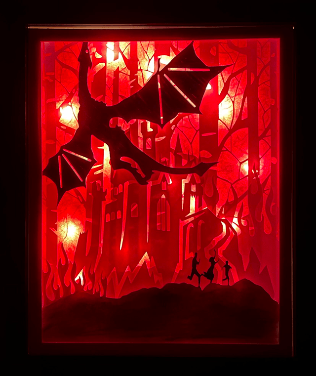 Dragon - cadre 3D lumineux - VENDU