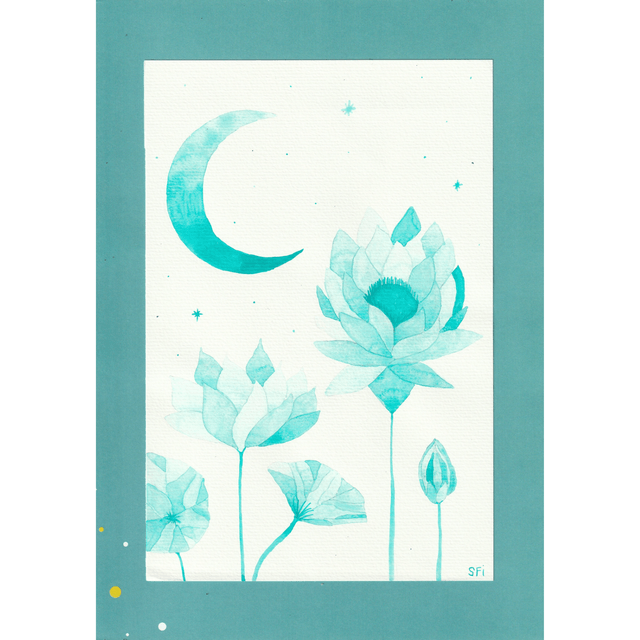 Lotus lunaire turquoise - VENDU