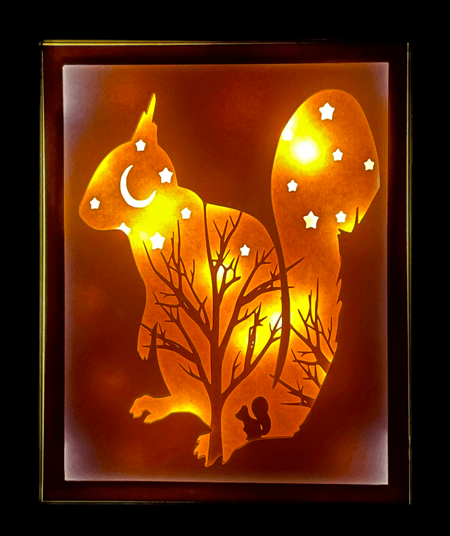 Ecureuil - cadre 3D lumineux - VENDU
