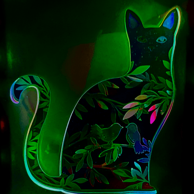 Chat feuillage - cadre 3D
